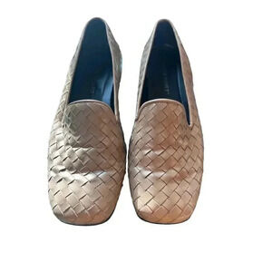 Rockport leather upper woven square toe flats size 7W